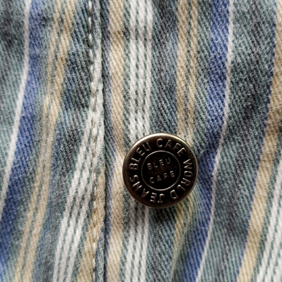 BLEU CAFE Premium Button-Fly Boyfriend High-Waisted Jeans Stripe VTG Size 12 NWT - Picture 4 of 9